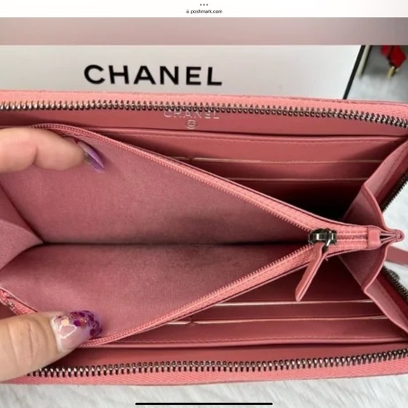 🔥 RARE! CHANEL• Chevron Stitched Tassel Charm Zip Wallet- one of a kind! - Picture 7 of 16